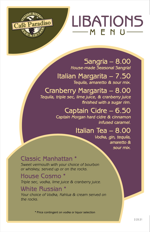 featured drinks menu